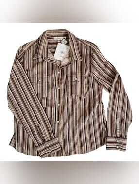 New With Tags Vintage Cherokee Brushed Cotton Snap Up Dress Shirt Ladies Large